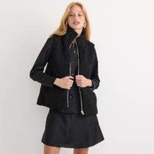 J.Crew Black Faux Fur Fuzzy Vest